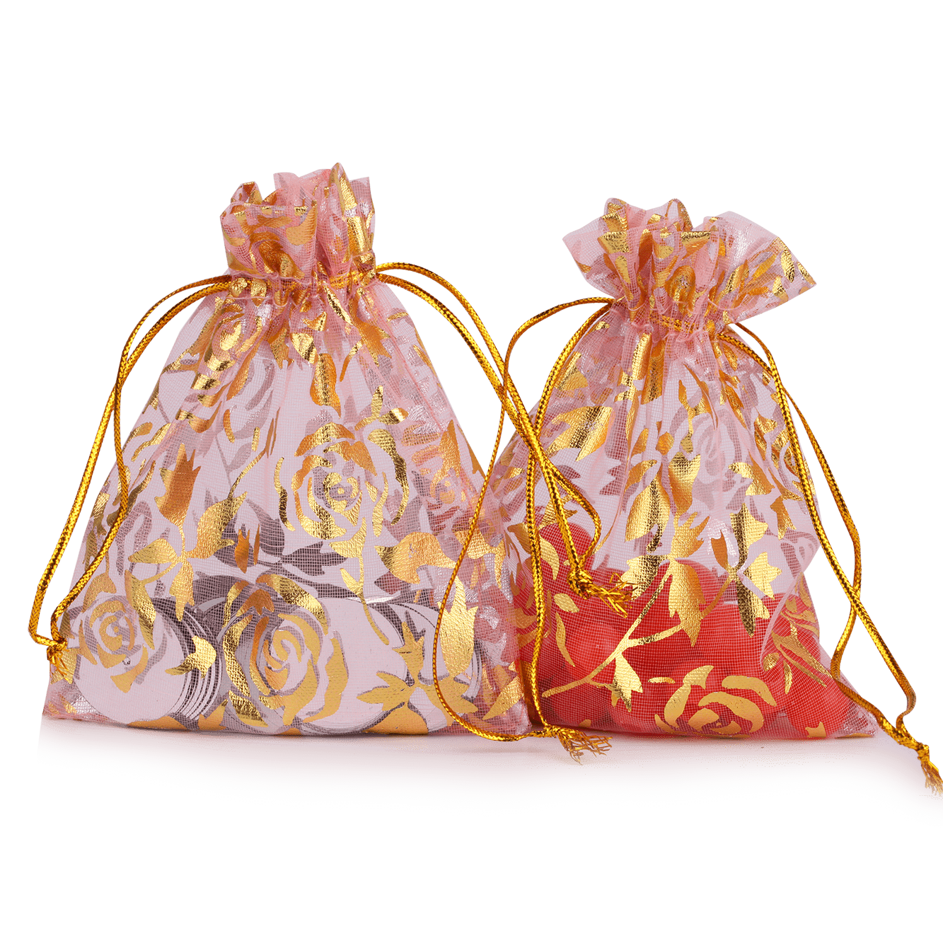 Custom full printed small gift bag organza bag with drawstring