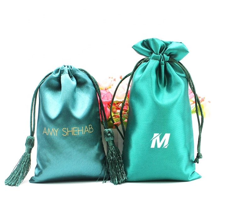 Luxury custom rose gold satin hair bag gift packaging bag can be customized logo