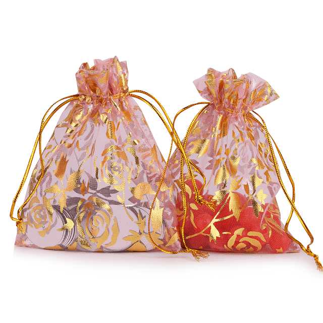 small organza bags gold printing organza pouch bags for Jewelry packaging bag