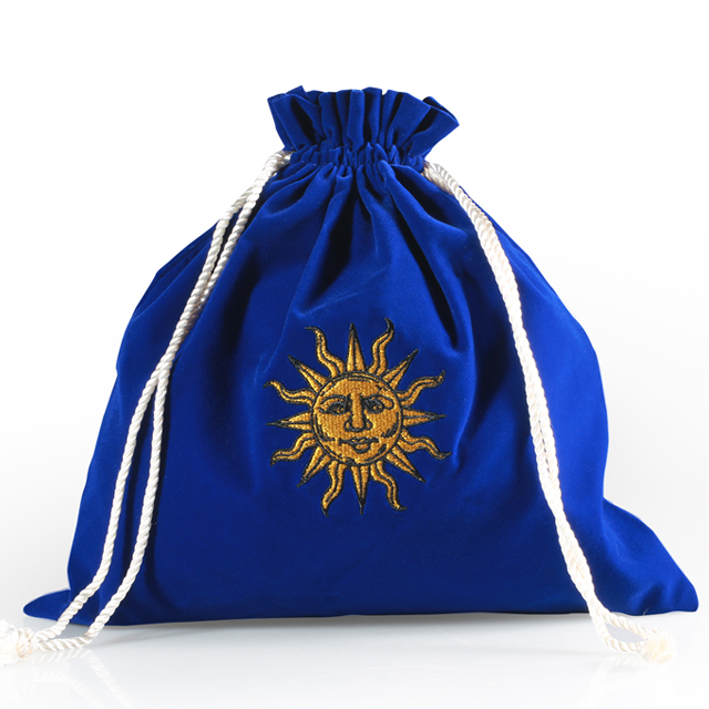 Custom blue velvet drawstring bags pouch - Velvet Drawstring Bag