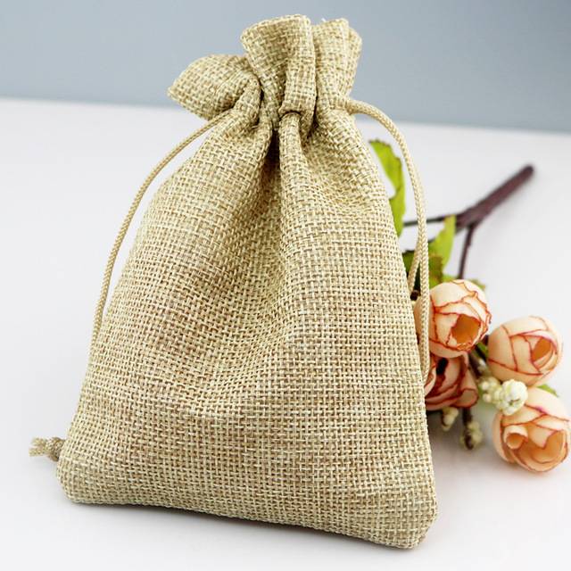 Linen cotton packaging bag small drawstring tea gift pouches_Jute ...