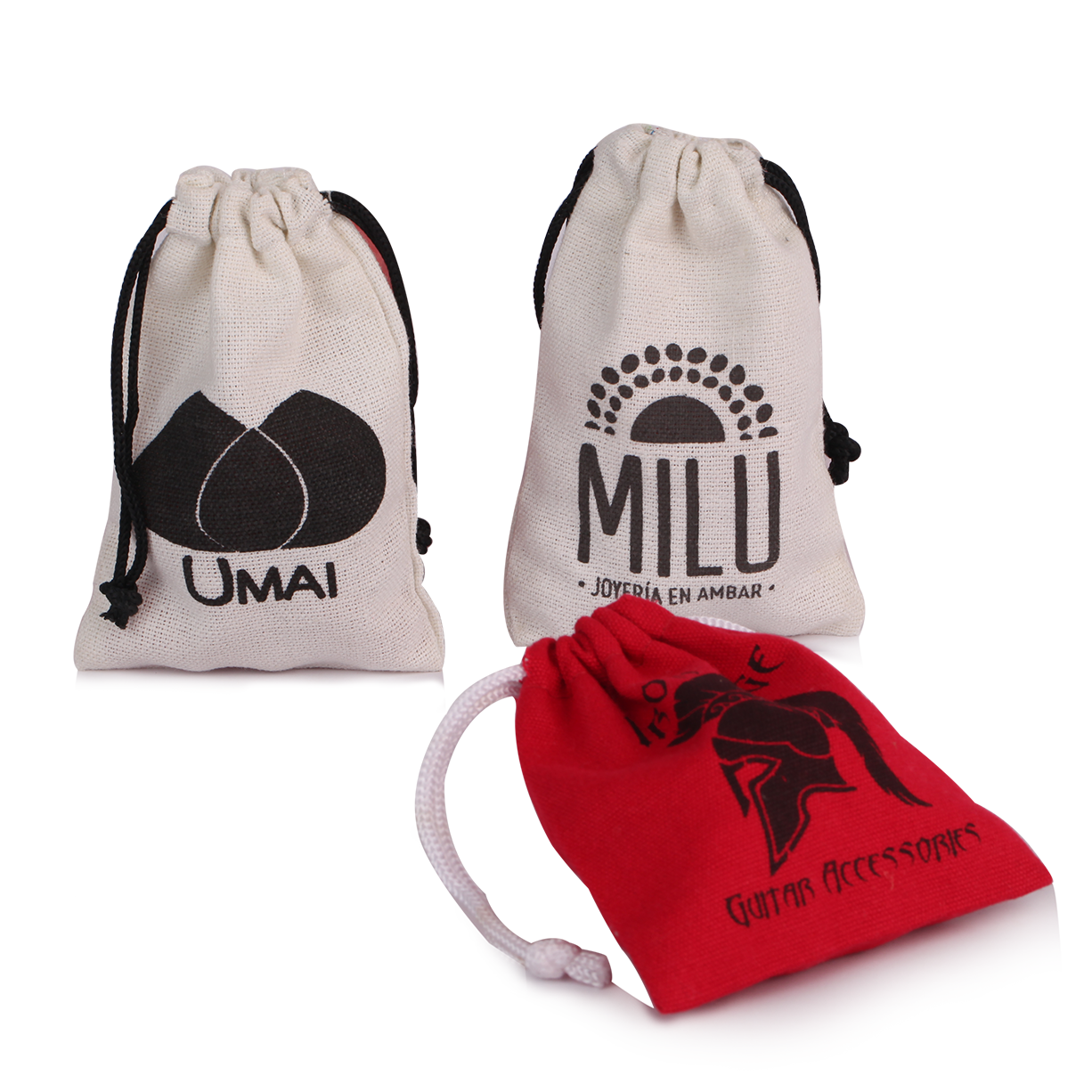 Customized printed logo canvas pouch drawstring jewelry bags