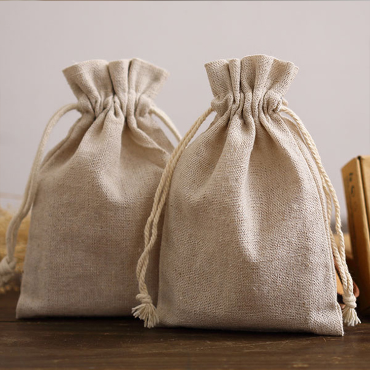 Wholesale custom printed cheap manufacturers small jute drawstring pouch